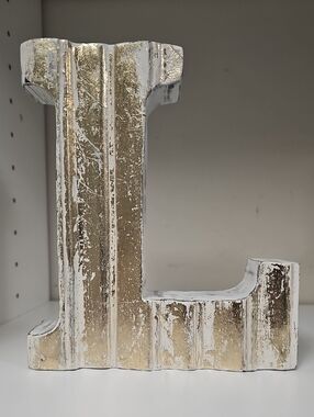 Decorative Letter "L" Accent in Gold and White Premium Home Accent 7.5"H X 6.5L